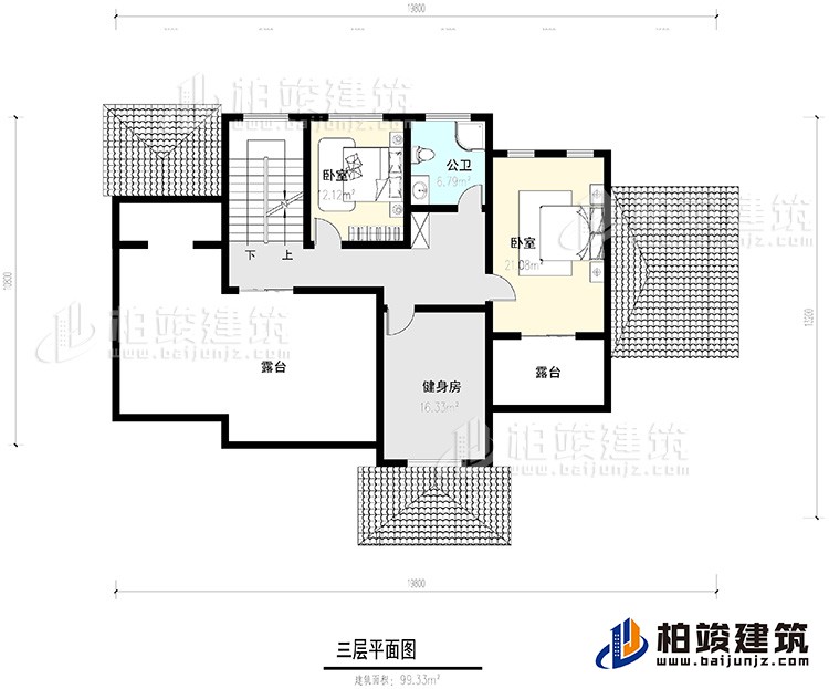 三層：2臥室，公衛(wèi)，健身房，2露臺(tái)。