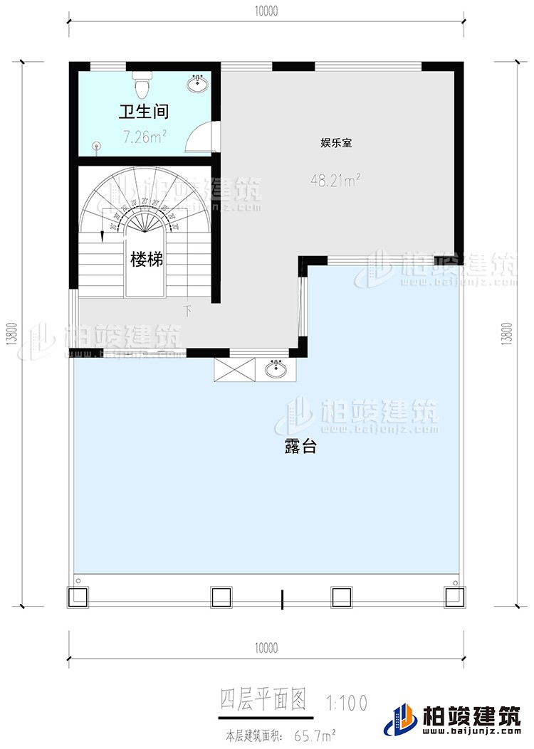 四層:娛樂(lè)室，公衛(wèi)，樓梯，露臺(tái)