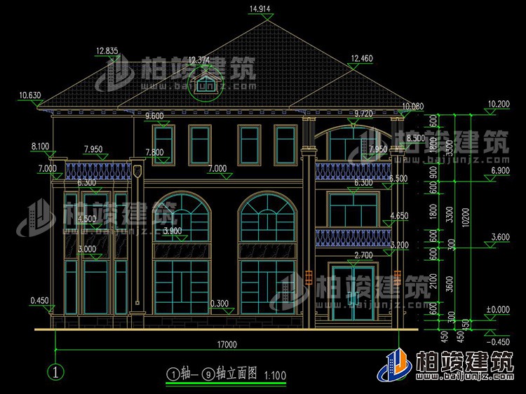 2019新農(nóng)村歐式別墅設計圖，三層自建房大氣漂亮別墅BZ368-簡歐風格