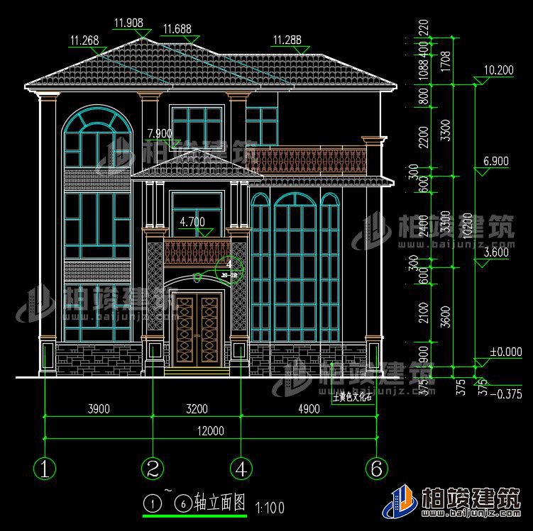 三層農(nóng)村自建房屋建筑施工圖別墅設(shè)計(jì)圖紙,小別墅設(shè)計(jì)圖BZ385-簡(jiǎn)歐風(fēng)格