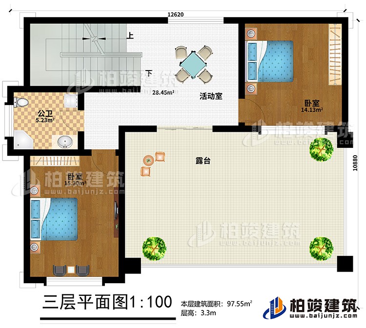 三層：活動室、2臥室、公衛(wèi)、露臺