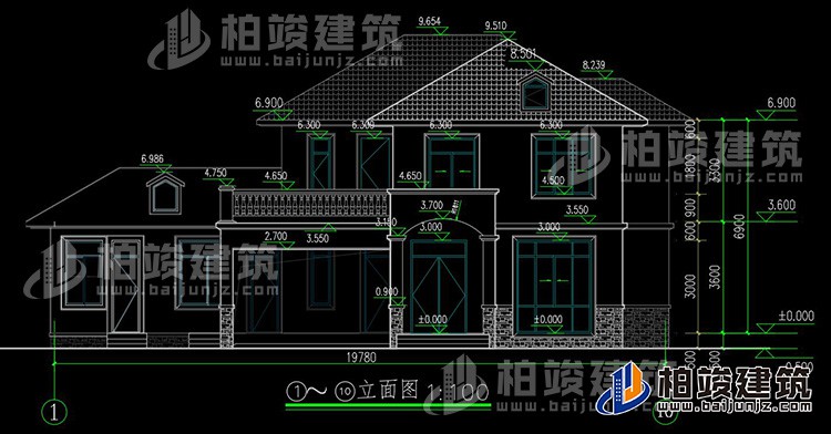 二層簡歐農(nóng)村別墅帶雙車庫施工效果圖紙全套 造價30萬BZ263-簡歐風格