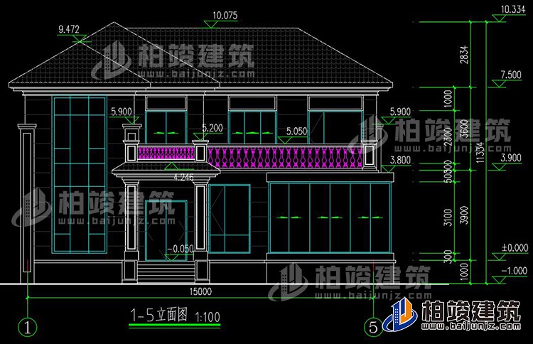 農(nóng)村25萬(wàn)別墅款式二層自建房設(shè)計(jì)圖，外觀簡(jiǎn)約大氣BZ2513-簡(jiǎn)歐風(fēng)格