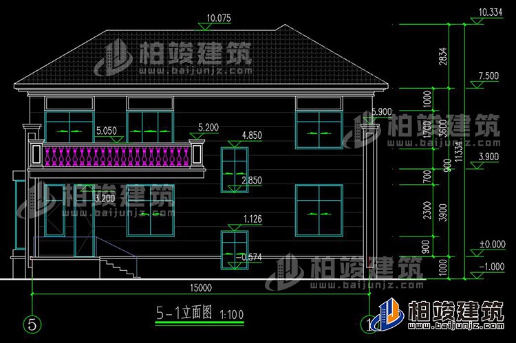 農(nóng)村25萬(wàn)別墅款式二層自建房設(shè)計(jì)圖，外觀簡(jiǎn)約大氣BZ2513-簡(jiǎn)歐風(fēng)格