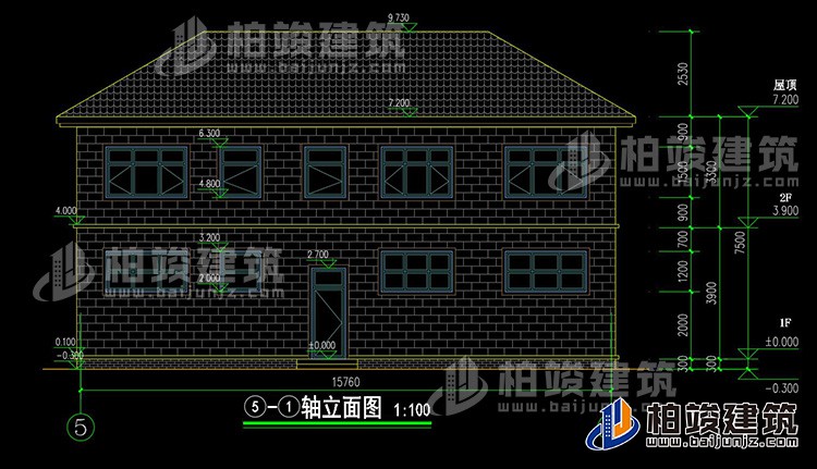 農(nóng)村二層帶商鋪?zhàn)≌瑘D 15X16米BZ2591-簡歐風(fēng)格