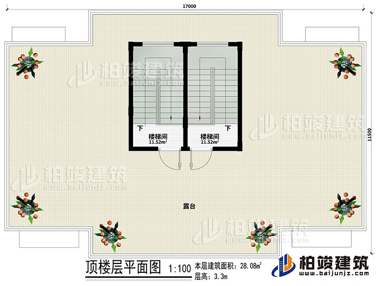 屋頂層：2樓梯間、露臺