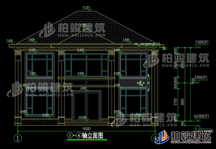 二層中式農(nóng)村自建房別墅全套BZ2751-新中式風格