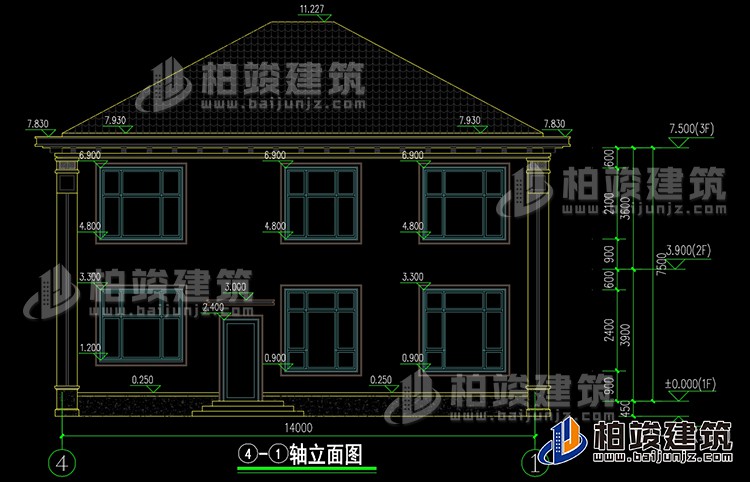 二層中式農(nóng)村自建房別墅全套BZ2751-新中式風格